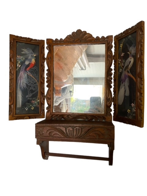 Antiguo Espejo mueble para aseo personal