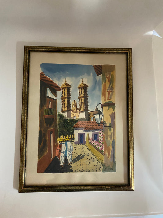 Acuarela con paisaje mexicano